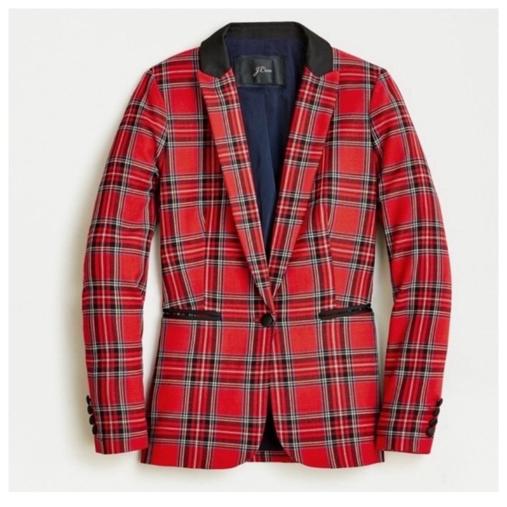 J Crew Parke Plaid Blazer Jacket in Steward Tartan Red Wool - Picture 3 of 10
